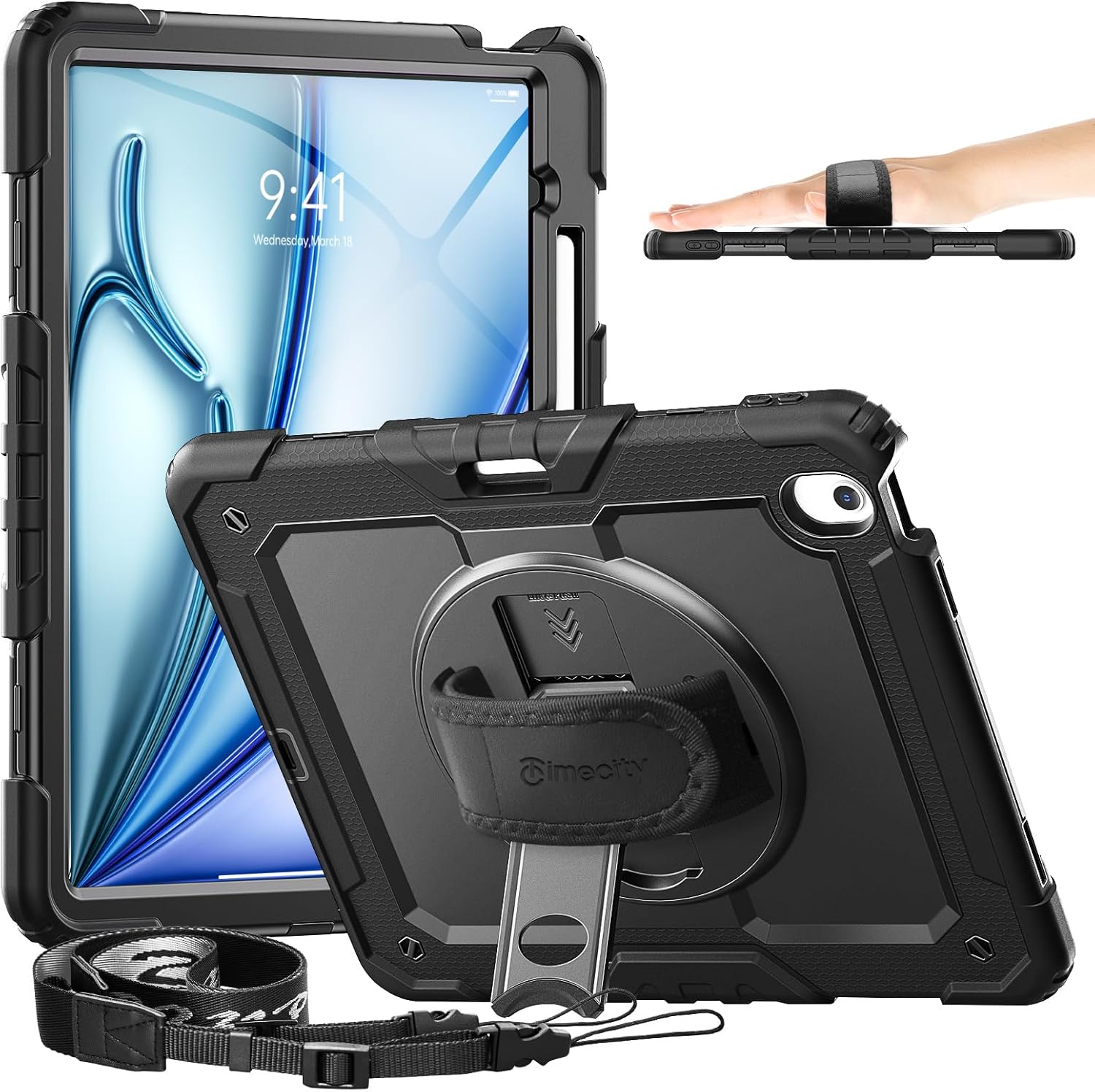iPad Air 13-Inch (M4/M3/M2) Rugged Tablet Case with Hand Strap